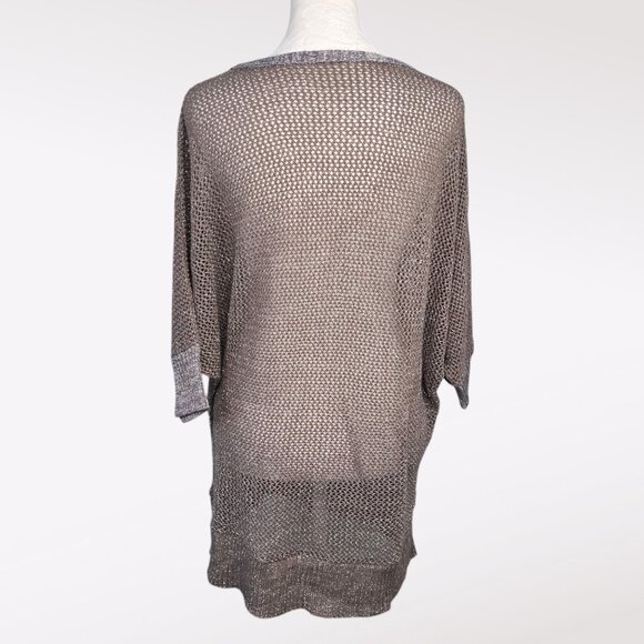 Metallic Open Knit Tunic Sweater M/L Made In USA - Picture 5 of 9